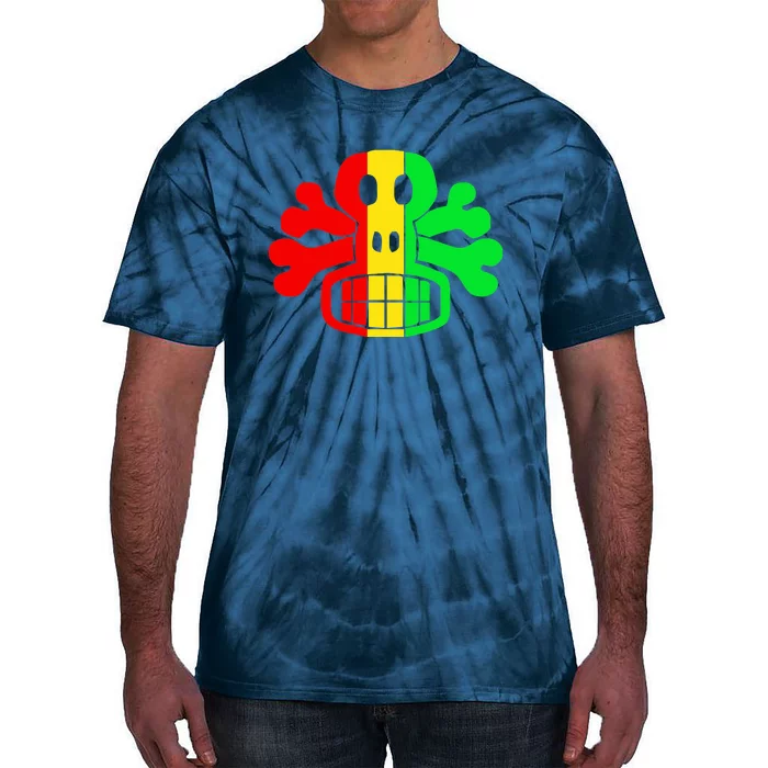 RASTA SKULL AND CROSSBONES Reggae Dub Club Rave Tie-Dye T-Shirt