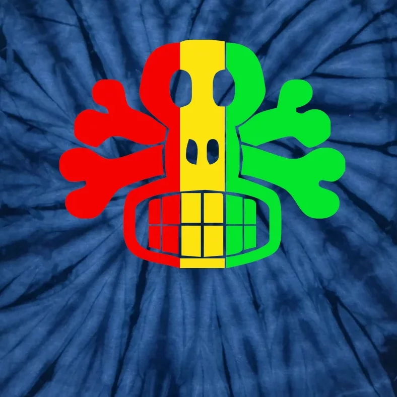 RASTA SKULL AND CROSSBONES Reggae Dub Club Rave Tie-Dye T-Shirt