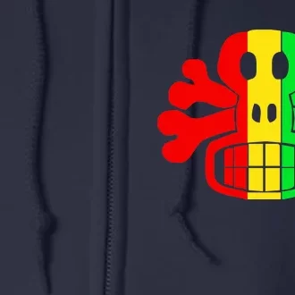 RASTA SKULL AND CROSSBONES Reggae Dub Club Rave Full Zip Hoodie