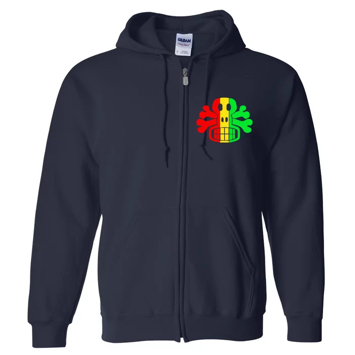 RASTA SKULL AND CROSSBONES Reggae Dub Club Rave Full Zip Hoodie