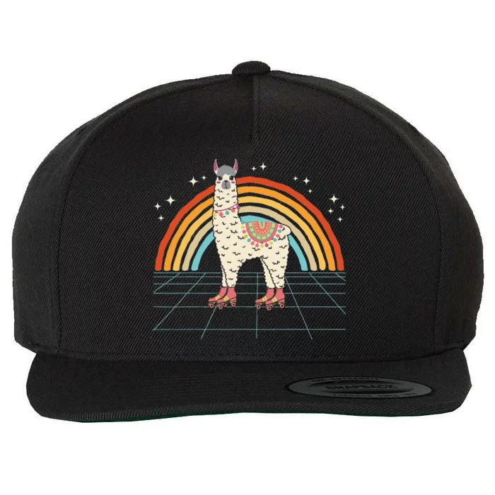 Roller Skating Alpaca Skater Skate 70s 80s Wool Snapback Cap