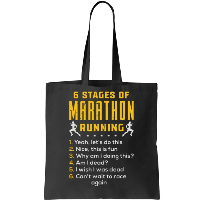 Runner Sport Athlete 6 Stages Of Marathon Running Tote Bag