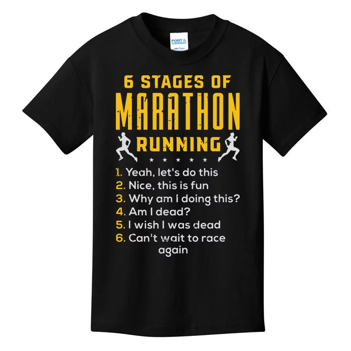 Runner Sport Athlete 6 Stages Of Marathon Running Kids T-Shirt