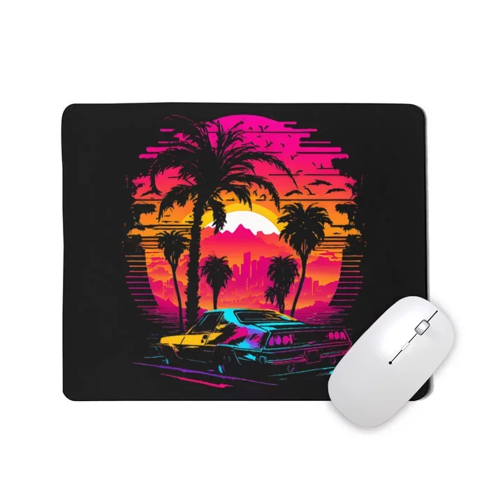 Retrowave Synthwave Aesthetic Sports Car 80s 90s Mousepad