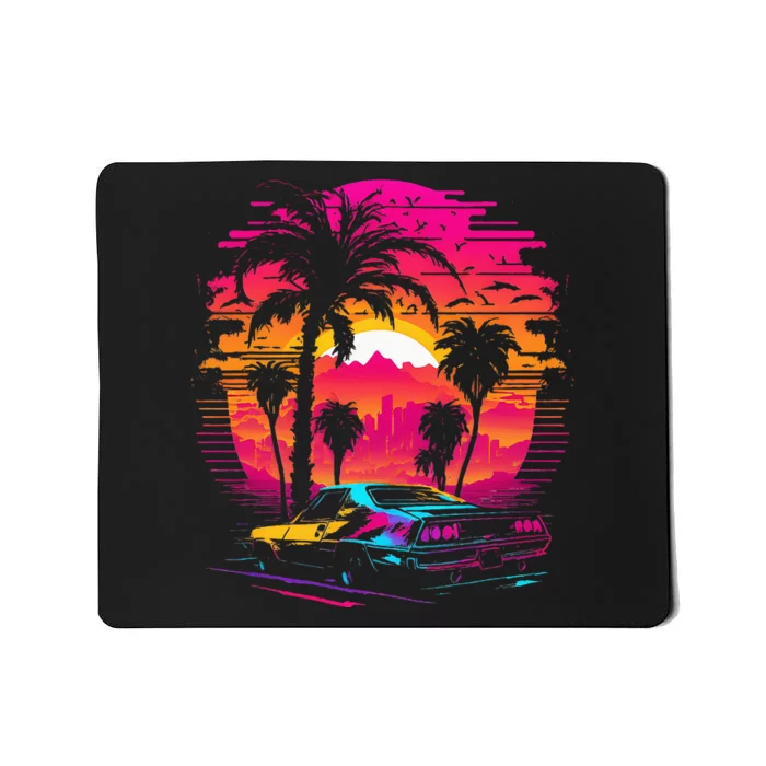 Retrowave Synthwave Aesthetic Sports Car 80s 90s Mousepad