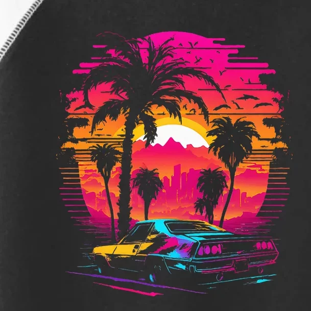 Retrowave Synthwave Aesthetic Sports Car 80s 90s Toddler Fine Jersey T-Shirt