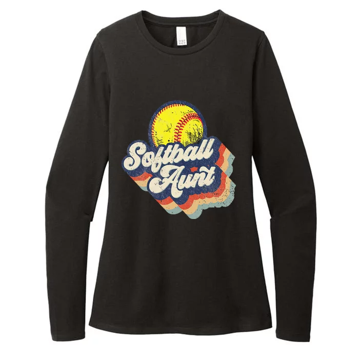 Retro Softball Aunt Auntie Softball MotherS Day Womens CVC Long Sleeve Shirt