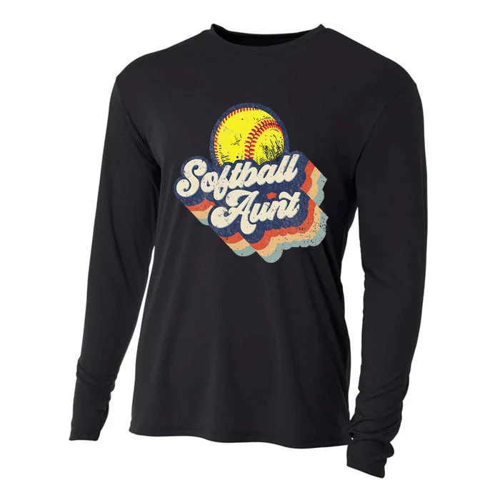 Retro Softball Aunt Auntie Softball MotherS Day Cooling Performance Long Sleeve Crew