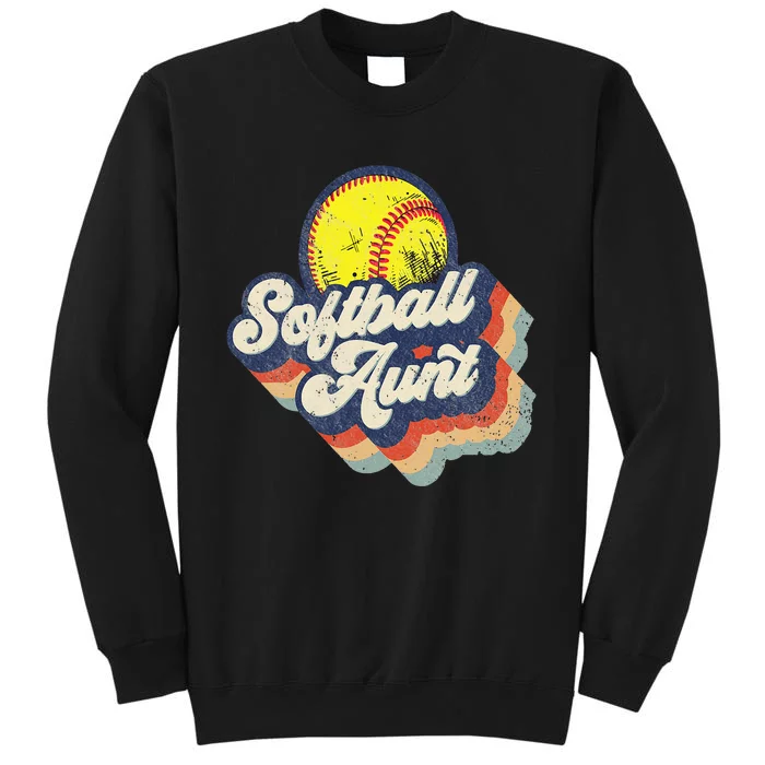 Retro Softball Aunt Auntie Softball MotherS Day Tall Sweatshirt