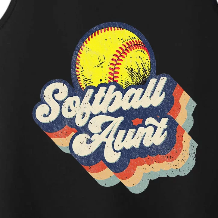 Retro Softball Aunt Auntie Softball MotherS Day Performance Tank