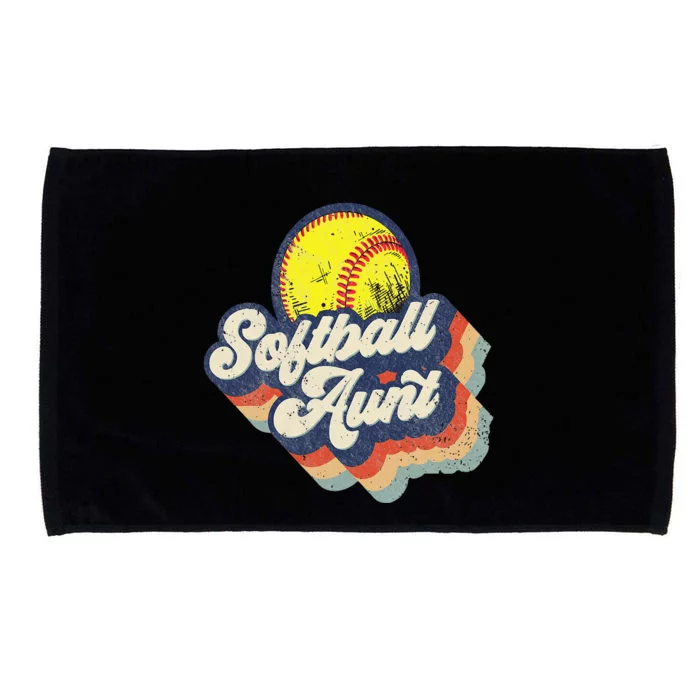 Retro Softball Aunt Auntie Softball MotherS Day Microfiber Hand Towel