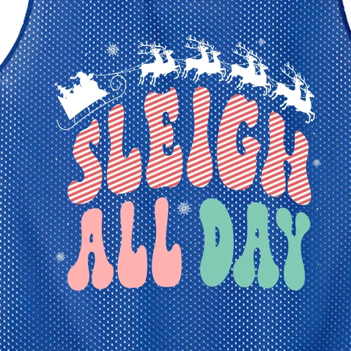 Reindeer Sleigh All Day Groovy Retro Christmas Pajamas Gift Mesh Reversible Basketball Jersey Tank