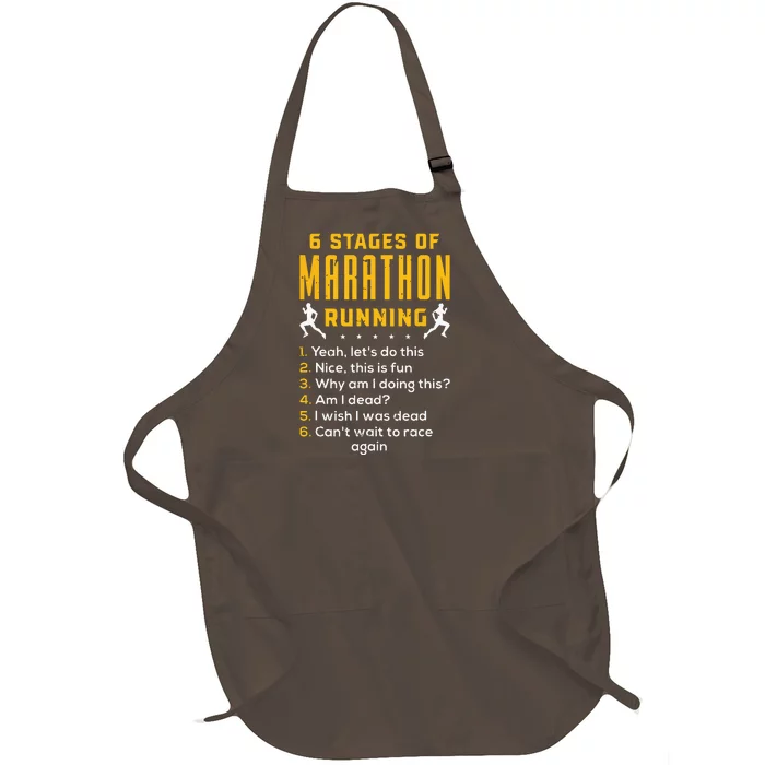 Runner Sport Athlete 6 Stages Of Marathon Running Full-Length Apron With Pocket