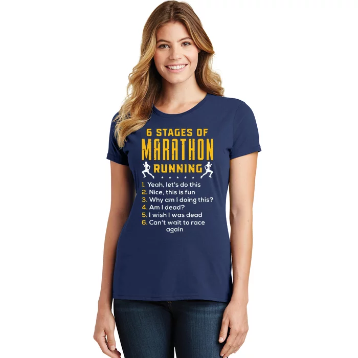 Runner Sport Athlete 6 Stages Of Marathon Running Women's T-Shirt