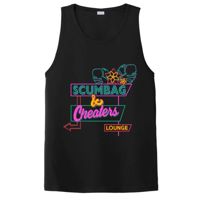 Retro Scumbag And Cheater Lounge Neon Sign Performance Tank