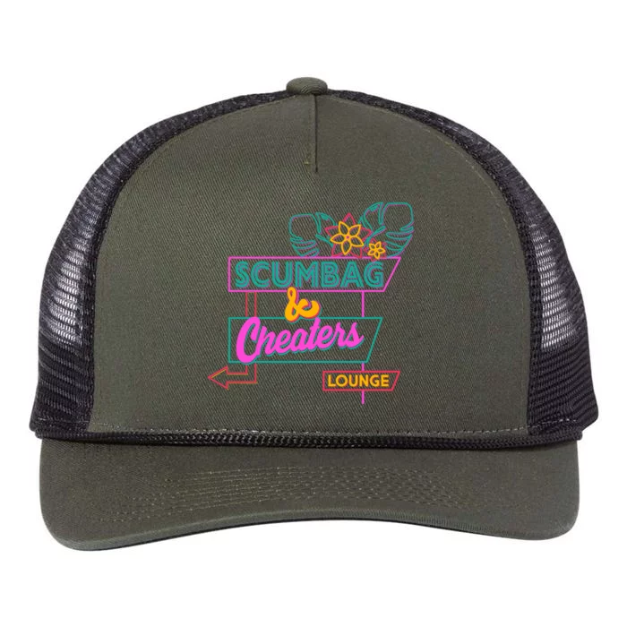 Retro Scumbag And Cheater Lounge Neon Sign Retro Rope Trucker Hat Cap