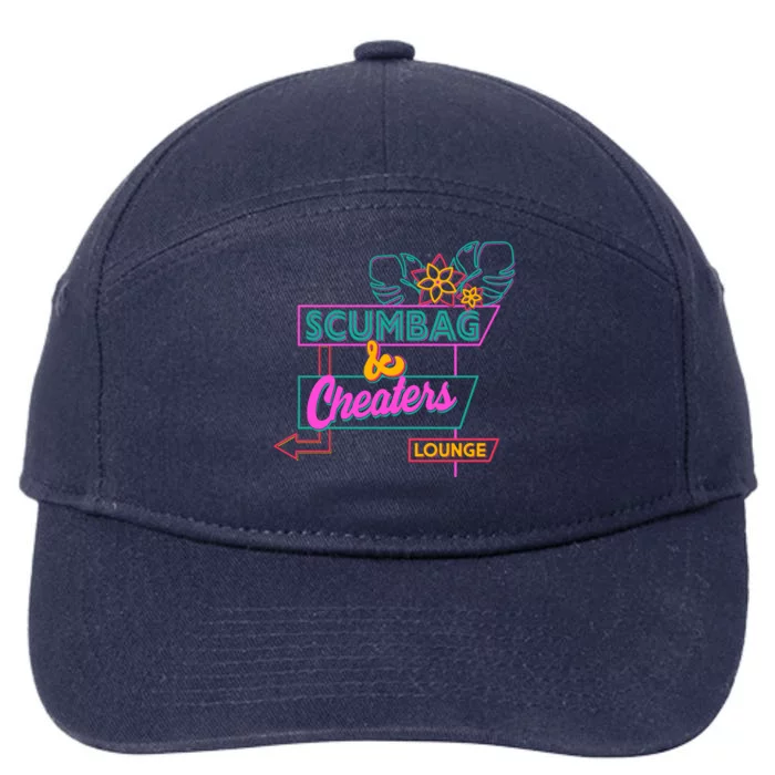 Retro Scumbag And Cheater Lounge Neon Sign 7-Panel Snapback Hat