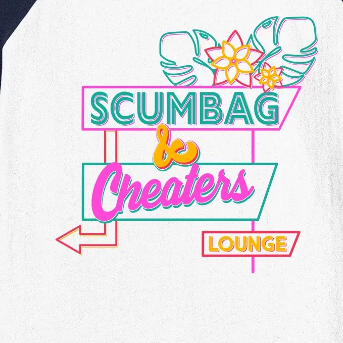 Retro Scumbag And Cheater Lounge Neon Sign Baseball Sleeve Shirt