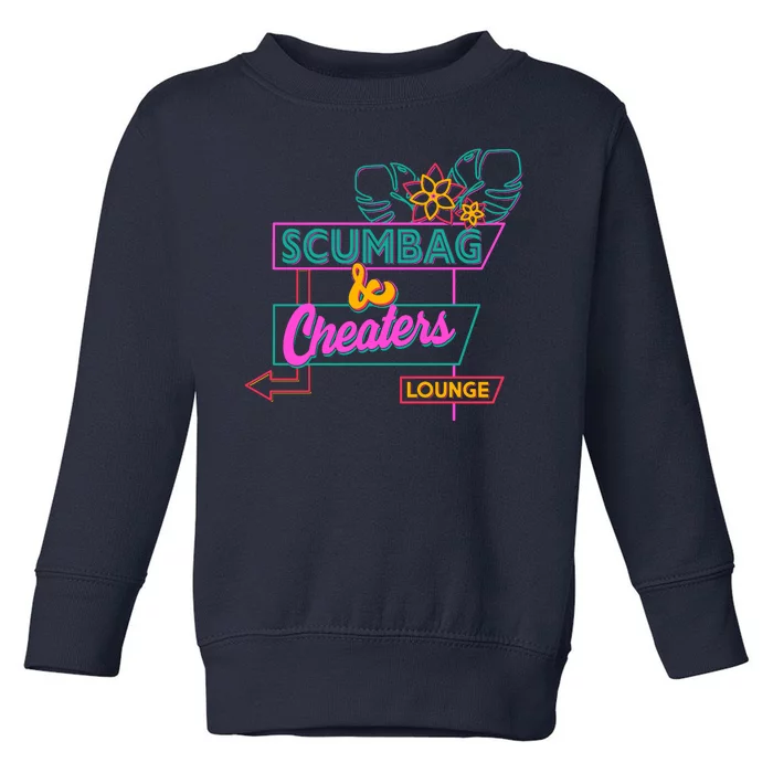 Retro Scumbag And Cheater Lounge Neon Sign Toddler Sweatshirt