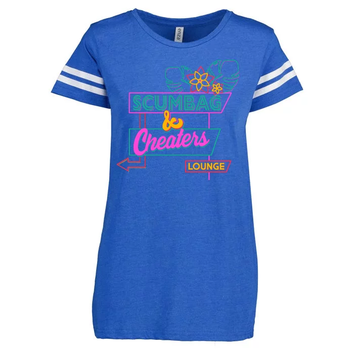 Retro Scumbag And Cheater Lounge Neon Sign Enza Ladies Jersey Football T-Shirt