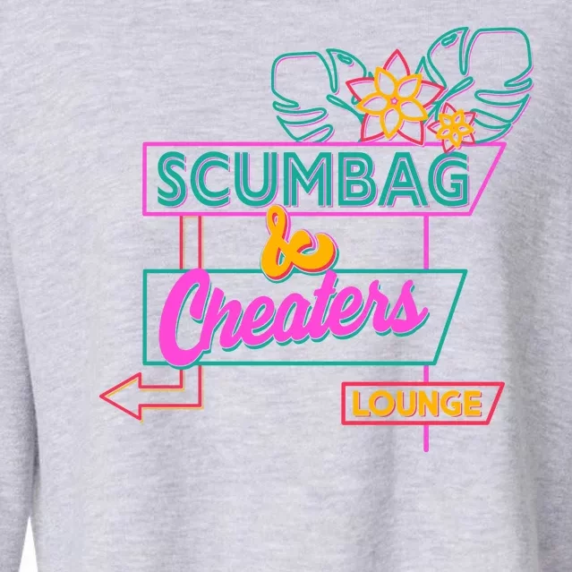 Retro Scumbag And Cheater Lounge Neon Sign Cropped Pullover Crew