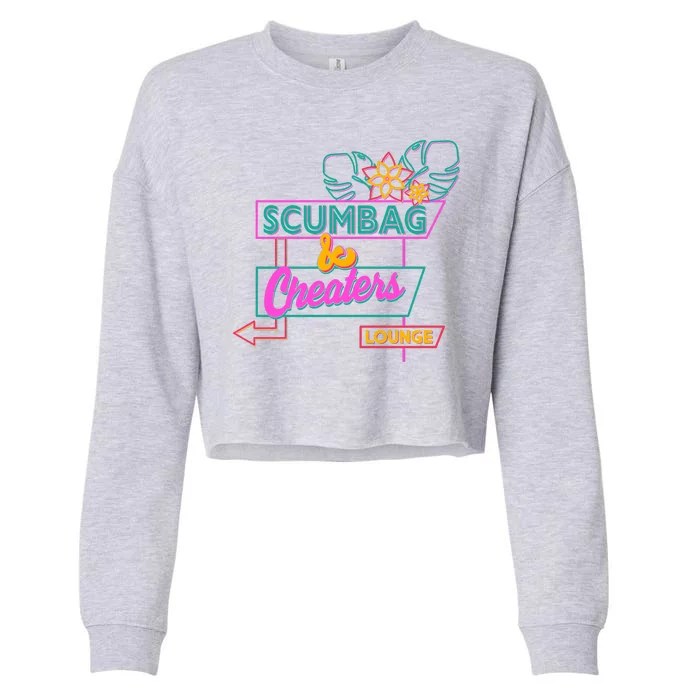 Retro Scumbag And Cheater Lounge Neon Sign Cropped Pullover Crew