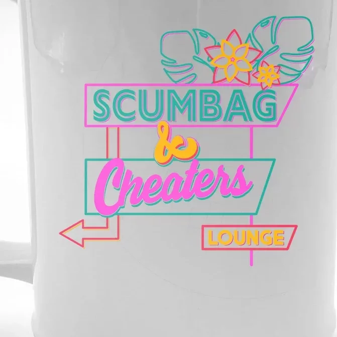 Retro Scumbag And Cheater Lounge Neon Sign Front & Back Beer Stein