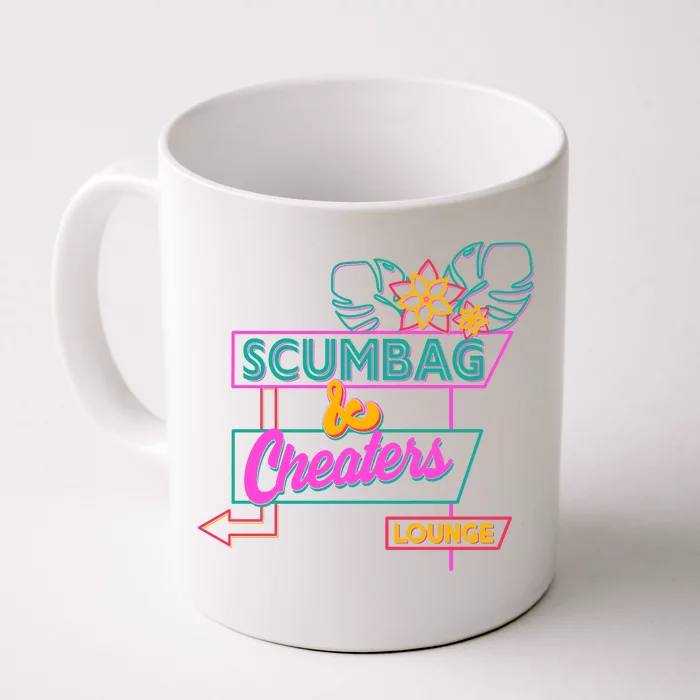 Retro Scumbag And Cheater Lounge Neon Sign Front & Back Coffee Mug