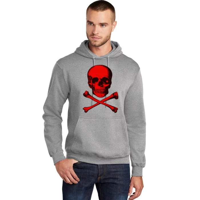 Red Skull And Crossbones Tall Hoodie