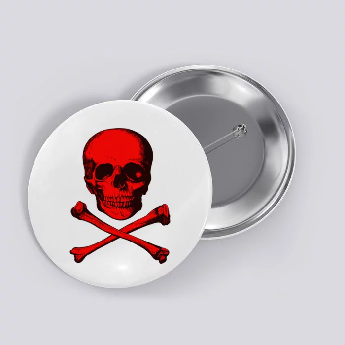 Red Skull And Crossbones Button