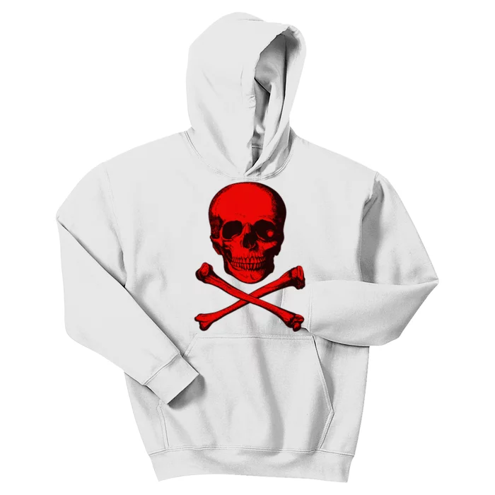 Red Skull And Crossbones Kids Hoodie