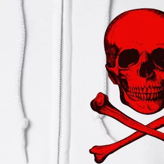 Red Skull And Crossbones Full Zip Hoodie