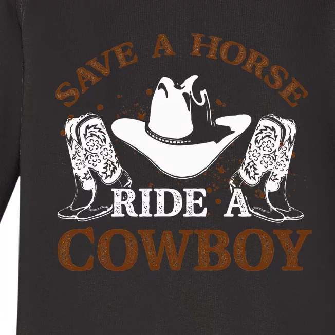 retro Save A Horse Ride A Cowboy Baby Long Sleeve Bodysuit