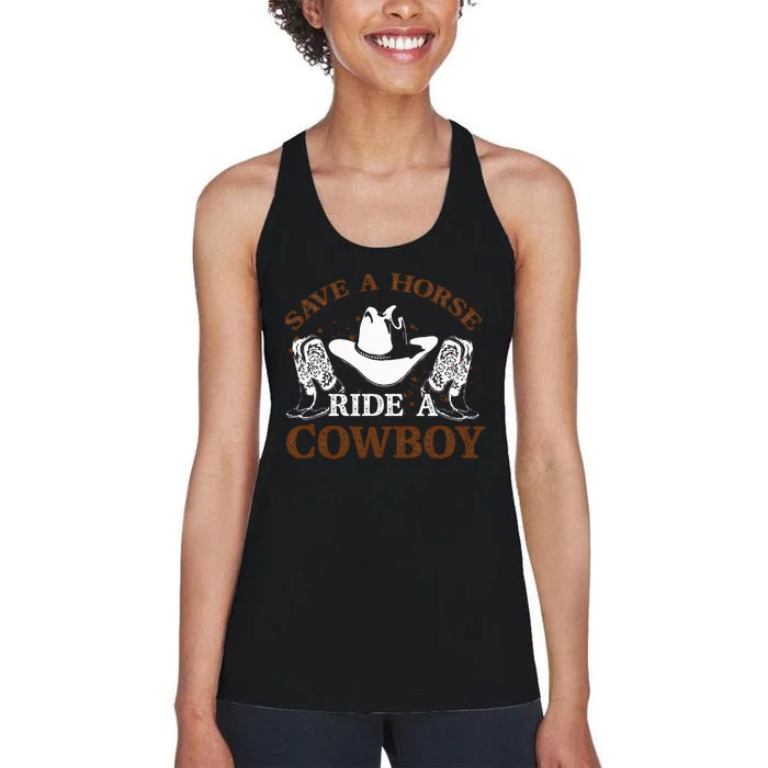 retro Save A Horse Ride A Cowboy Women's Racerback Tank