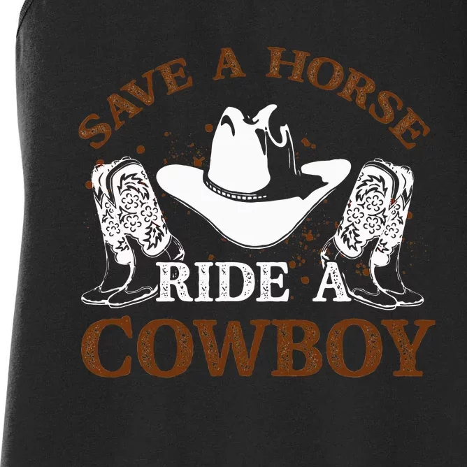 retro Save A Horse Ride A Cowboy Women's Racerback Tank