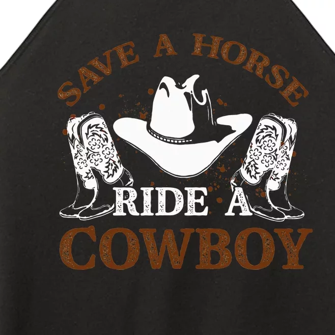 retro Save A Horse Ride A Cowboy Women’s Perfect Tri Rocker Tank