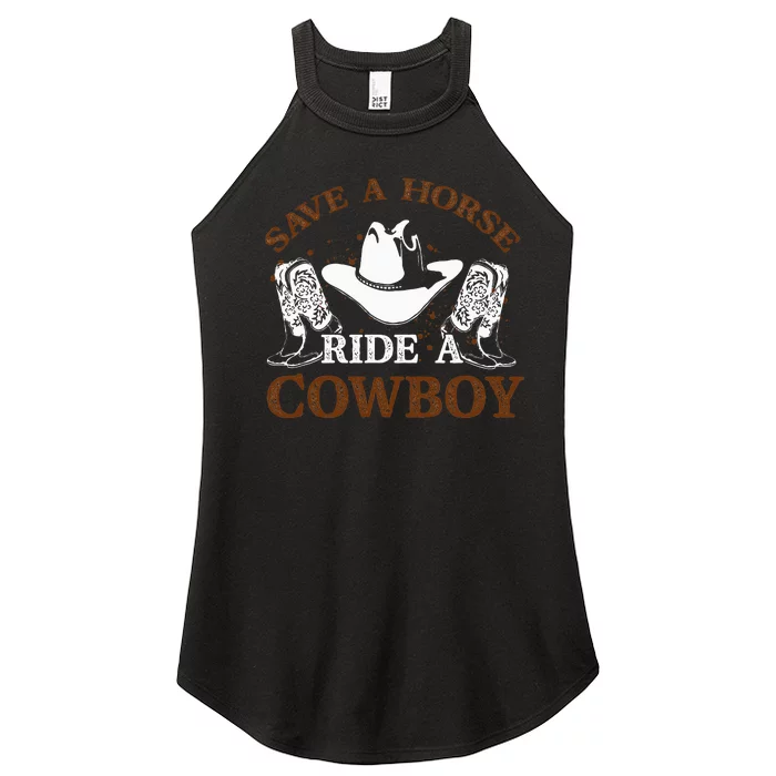 retro Save A Horse Ride A Cowboy Women’s Perfect Tri Rocker Tank