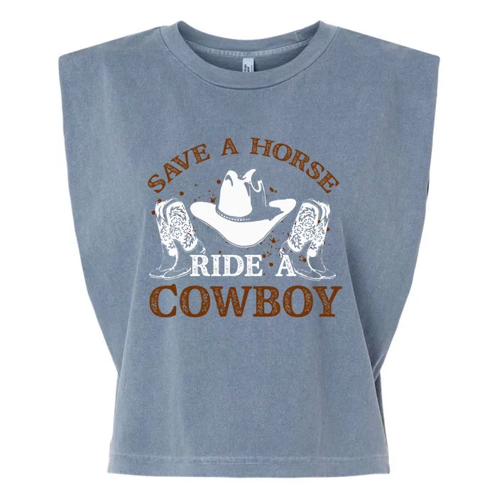 retro Save A Horse Ride A Cowboy Garment-Dyed Women's Muscle Tee