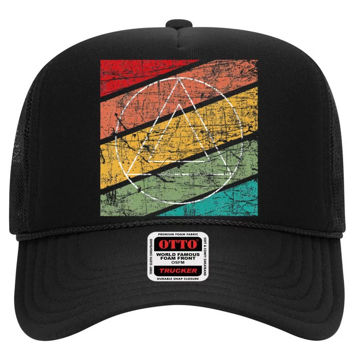 Retro Sobriety Anniversary Sober Aa Na Recovery High Crown Mesh Trucker Hat