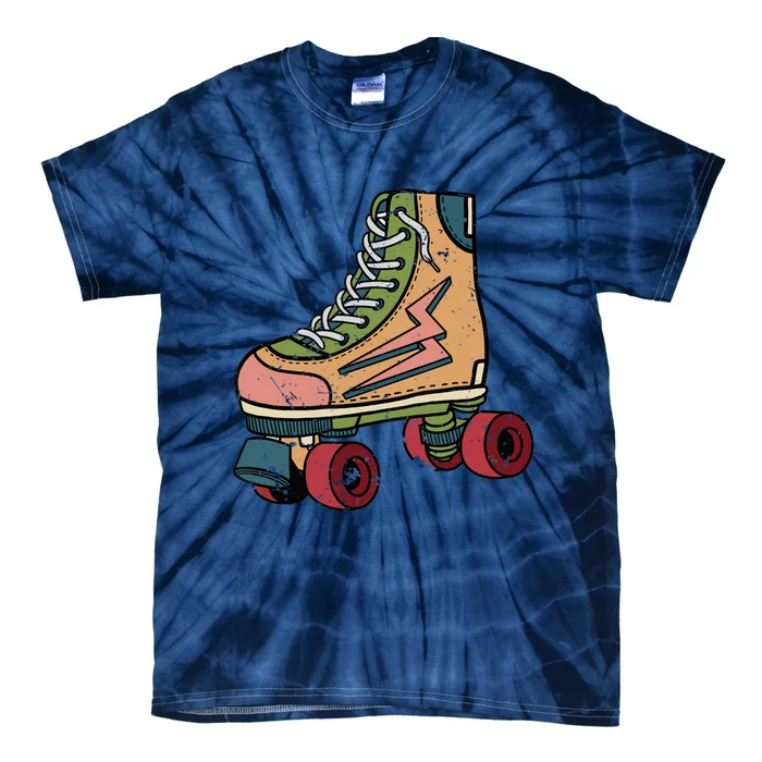 Roller Skating Art 80s Roller Derby Rollerskate Tie-Dye T-Shirt