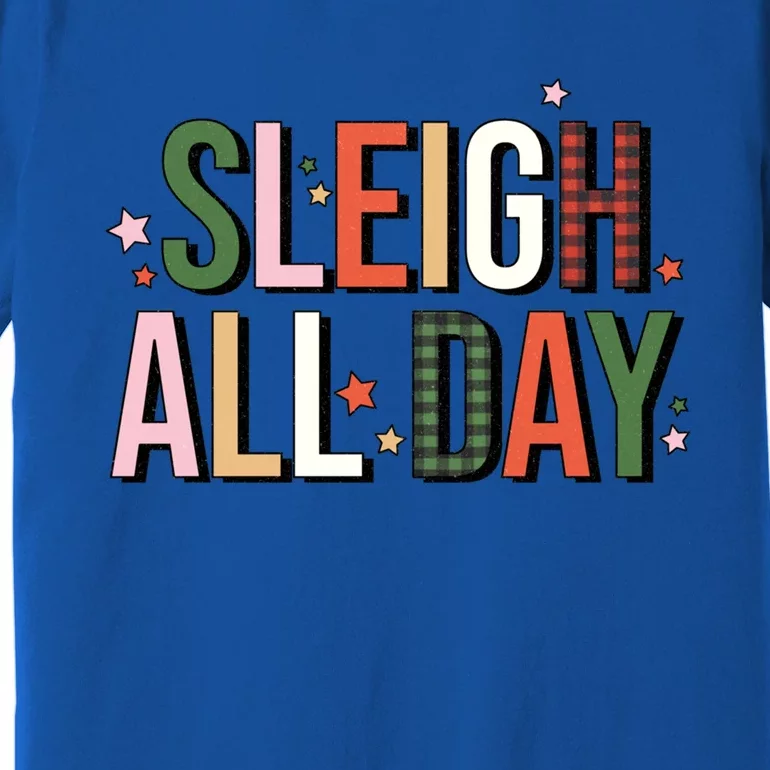 Retro Sleigh All Day Buffalo Plaid Funny Christmas Party Meaningful Gift Premium T-Shirt