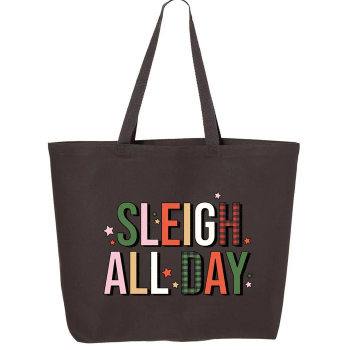 Retro Sleigh All Day Buffalo Plaid Funny Christmas Party Meaningful Gift 25L Jumbo Tote