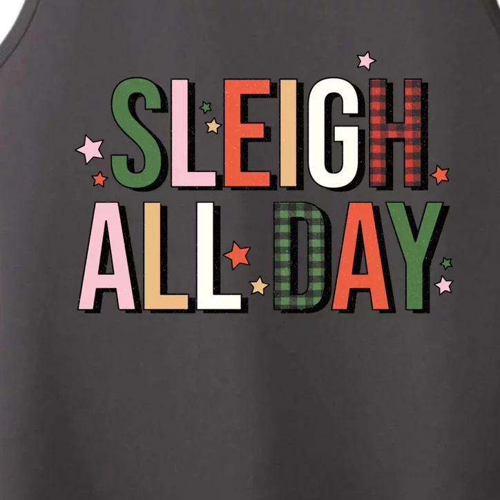 Retro Sleigh All Day Buffalo Plaid Funny Christmas Party Meaningful Gift Performance Tank