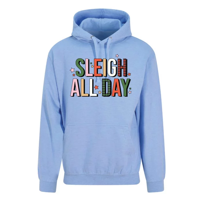 Retro Sleigh All Day Buffalo Plaid Funny Christmas Party Meaningful Gift Unisex Surf Hoodie