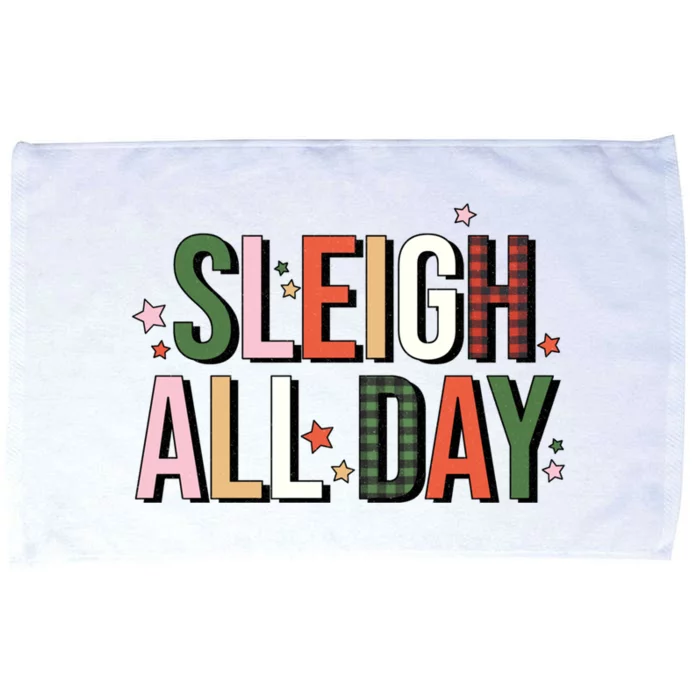 Retro Sleigh All Day Buffalo Plaid Funny Christmas Party Meaningful Gift Microfiber Hand Towel