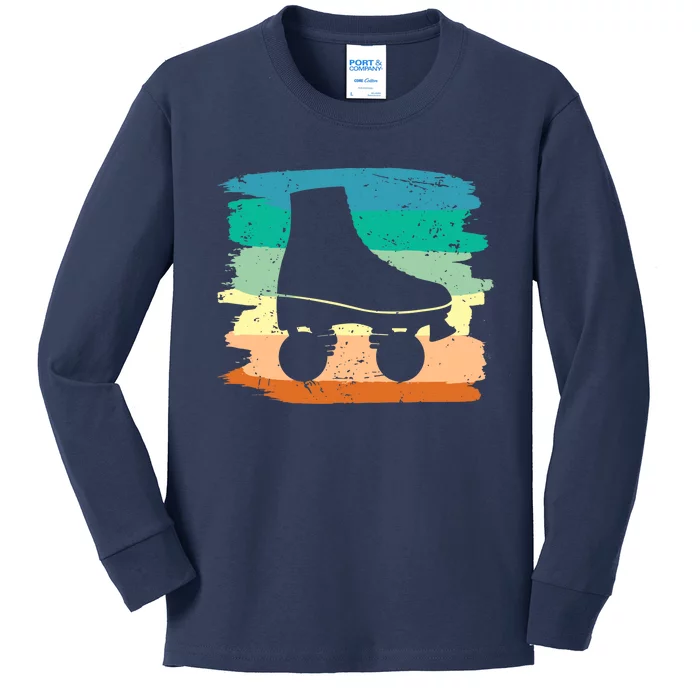 Roller Skating Art 80s Roller Derby Rollerskate Kids Long Sleeve Shirt