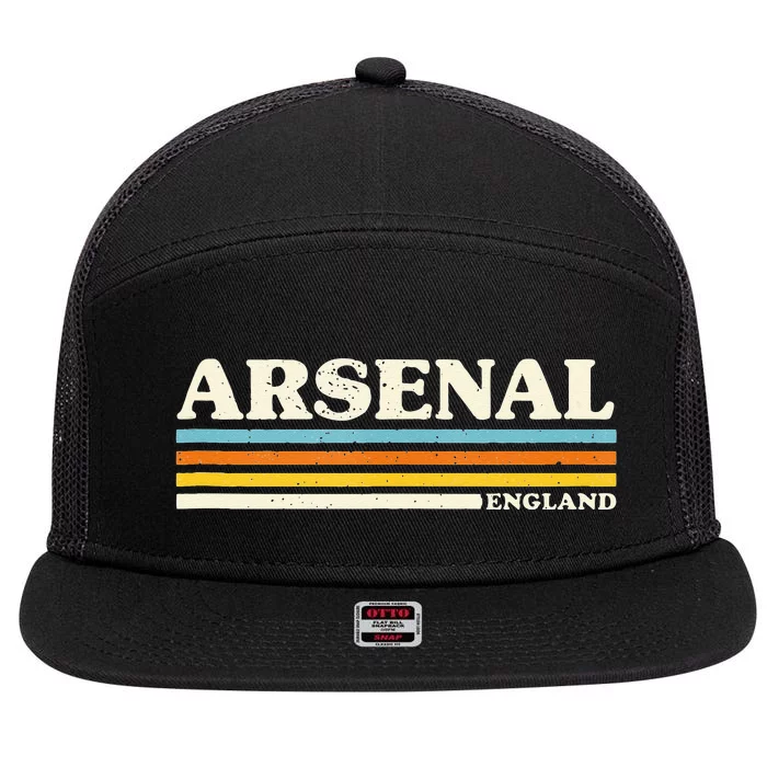 Retro Stripe Arsenal 7 Panel Mesh Trucker Snapback Hat