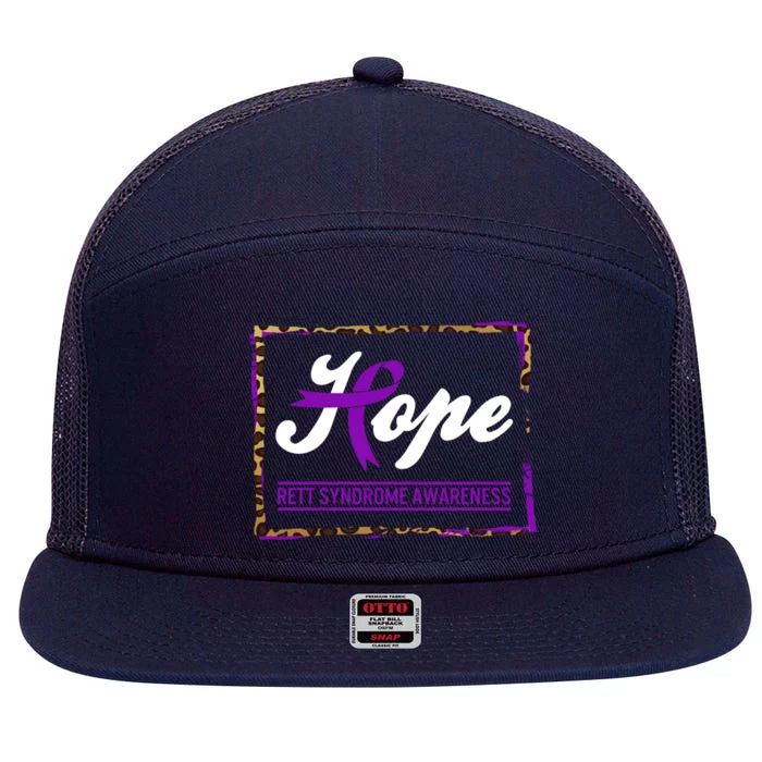 Rett Syndrome Awareness Hope Warrior Support Purple Ribbon Cute Gift 7 Panel Mesh Trucker Snapback Hat