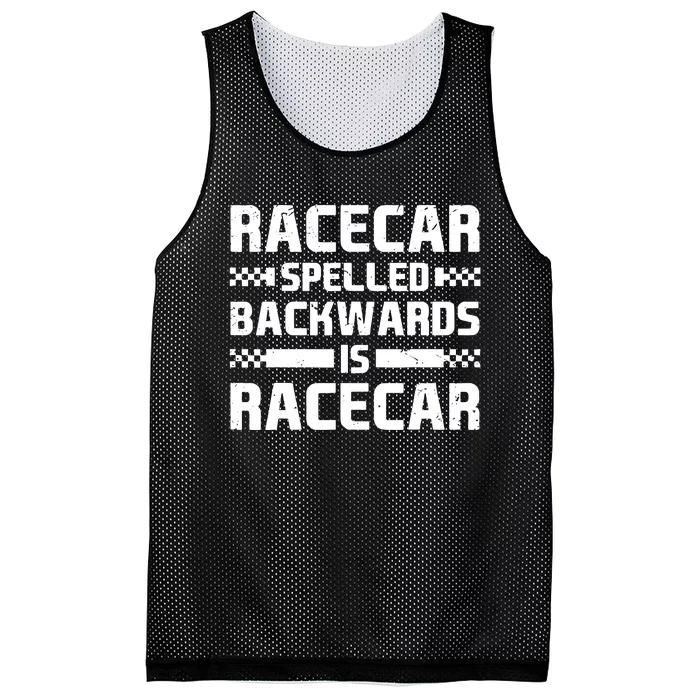 Racecar Spelled Backwards Is Racecar Mesh Reversible Basketball Jersey Tank