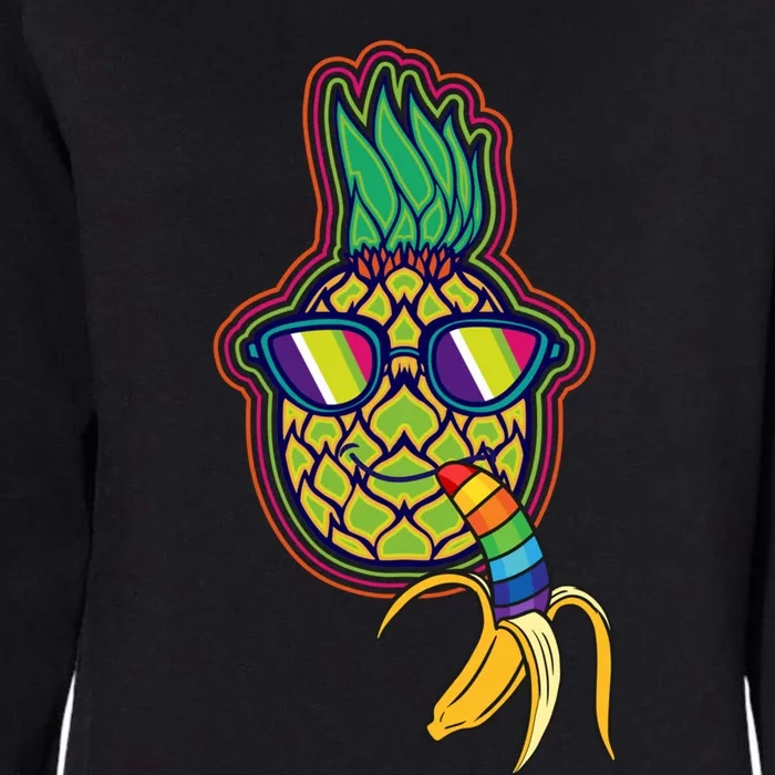 Rainbow Striped Banana Pineapple Cute Gift Fruit Great Gift Womens California Wash Sweatshirt